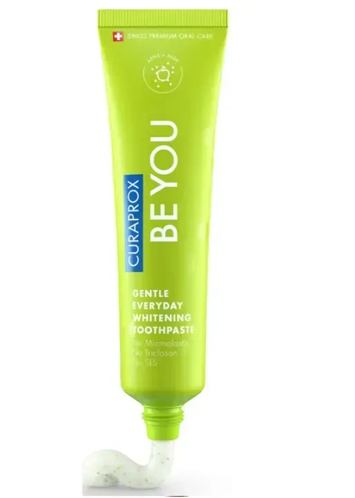 Освітлююча зубна паста Curaprox Be You Green, салатового кольору, 60 мл., RDA - 50 Смак: Яблуко & Алое