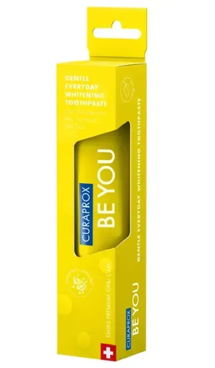 Освітлююча зубна паста Curaprox Be You Yellow, жовтого кольору, 60 мл. , RDA - 50 Смак: Грейпфрут & Бергамот Освітлююча зубна паста Curaprox Be You Yellow, жовтого кольору, 60 мл. , RDA - 50 Смак: Грейпфрут & Бергамот