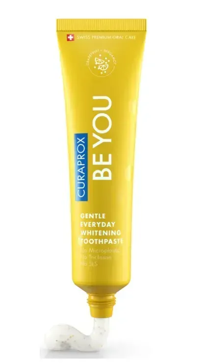 Освітлююча зубна паста Curaprox Be You Yellow, жовтого кольору, 60 мл. , RDA - 50 Смак: Грейпфрут & Бергамот