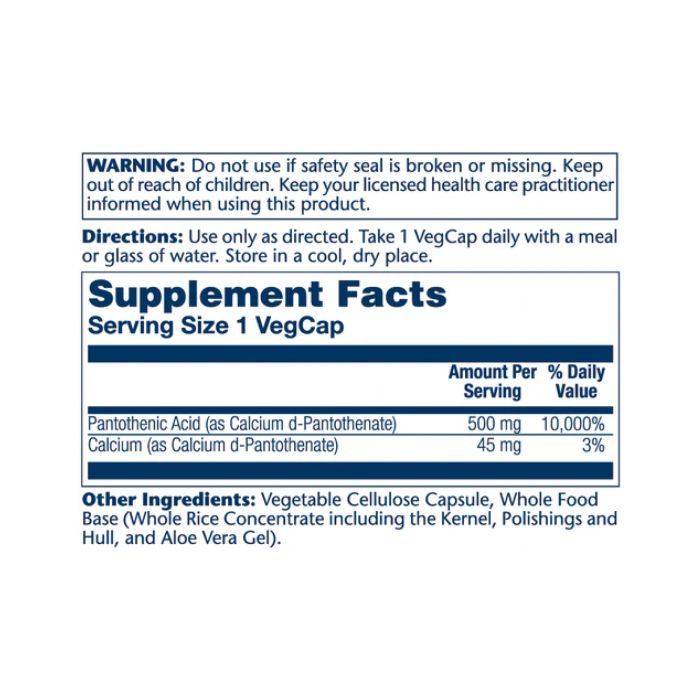 Pantothenic Acid 500 mg – 100 капсул для підтримки енергії та метаболізму