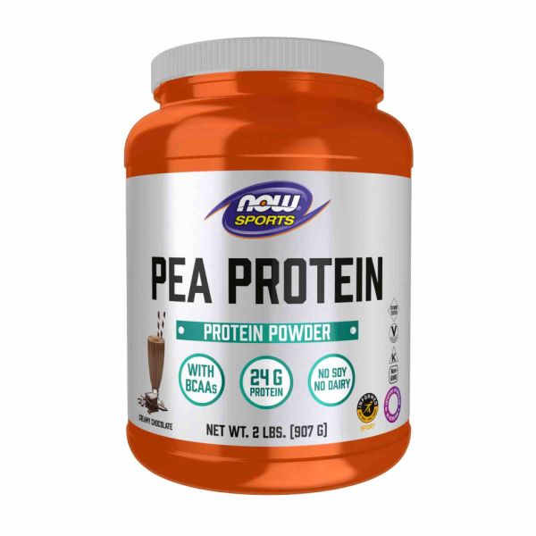 NOW® Sports Pea Protein – веганський білок із BCAA для відновлення та сили- 907g Chocolate  NOW® Sports Pea Protein – веганський білок із BCAA для відновлення та сили- 907g Chocolate