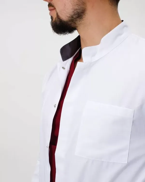 Халат медицинский мужской Амстердам цвет белый-серый