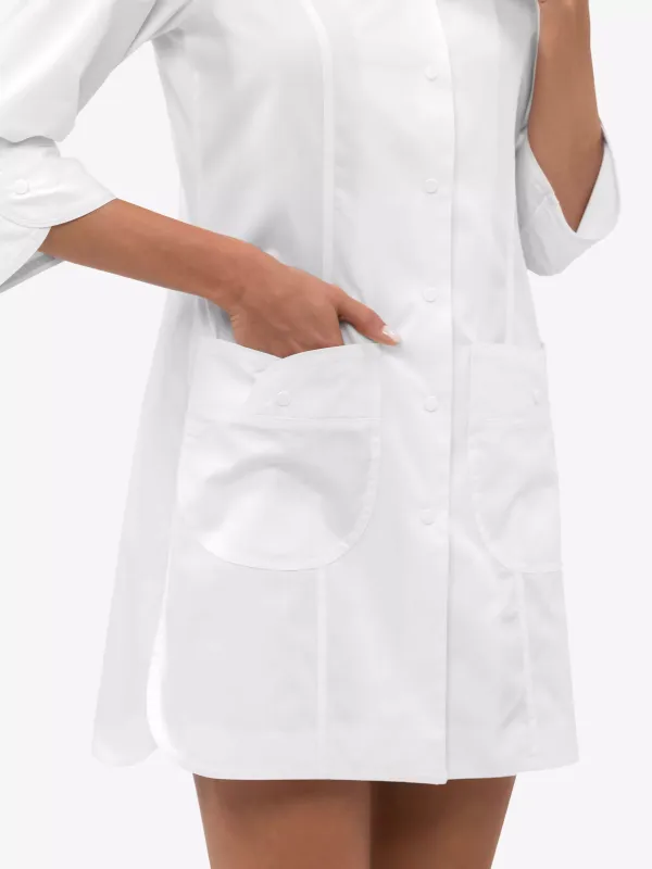 Аміна Медичний Халат колір білий довгий рукав рукав 