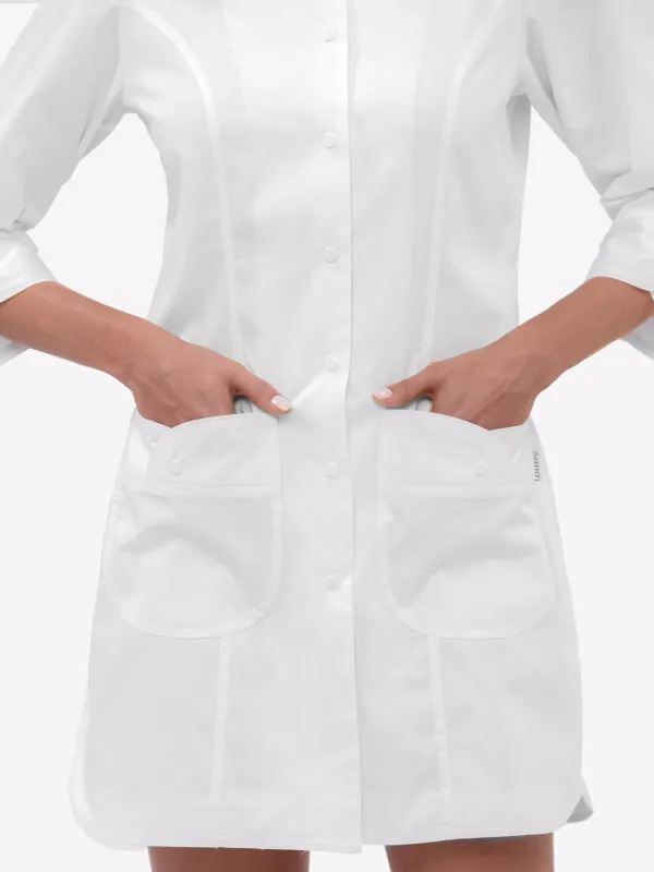 Аміна Медичний Халат колір білий довгий рукав рукав 