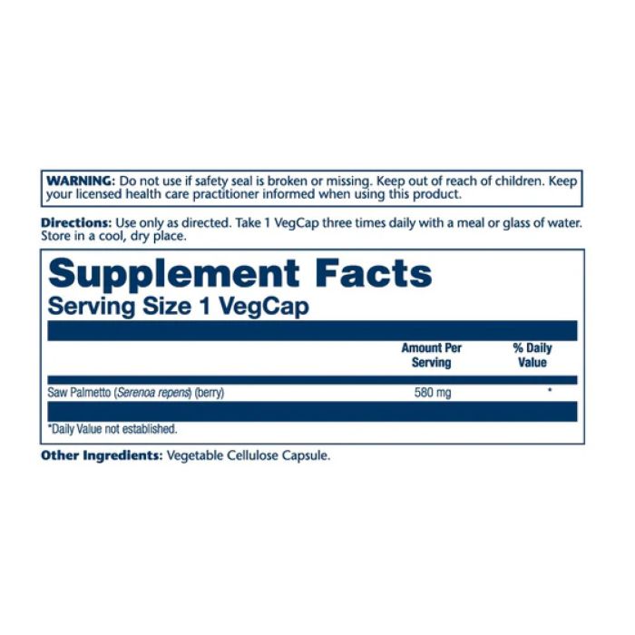 Saw Palmetto Berry 580 mg – 100 VegCaps для підтримки здоров’я простати та сечостатевої системи