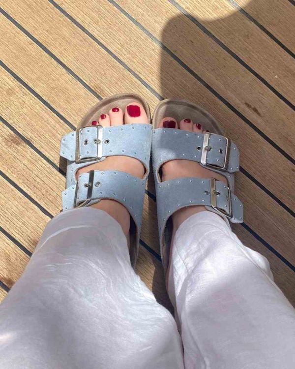 Шльопанці ортопедичні жіночі Honolulu, блакитний/велюр, G106249, TM Genuins (Іспанія)