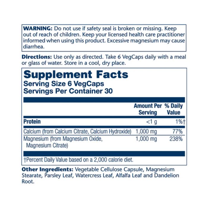 Cal‑Mag Citrate 1:1 – 180 VegCaps для підтримки кісток, зубів, м’язів і нервової системи