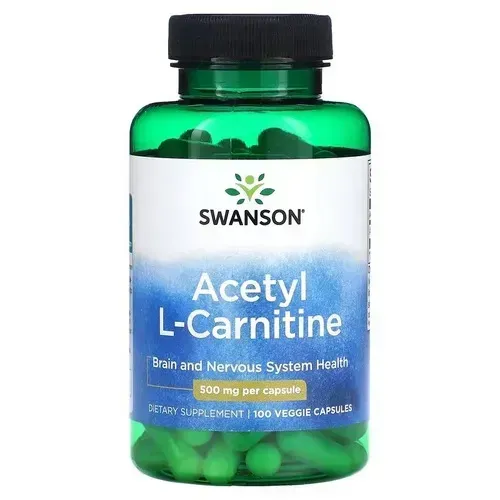 Swanson Acetyl L-Carnitine 500 мг – Енергія для мозку, ясність і концентрація - 100caps