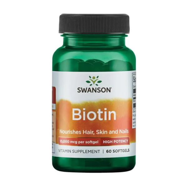 Swanson, Биотин High Potency 10,000 mcg - 60 капсул Swanson, Биотин High Potency 10,000 mcg - 60 капсул