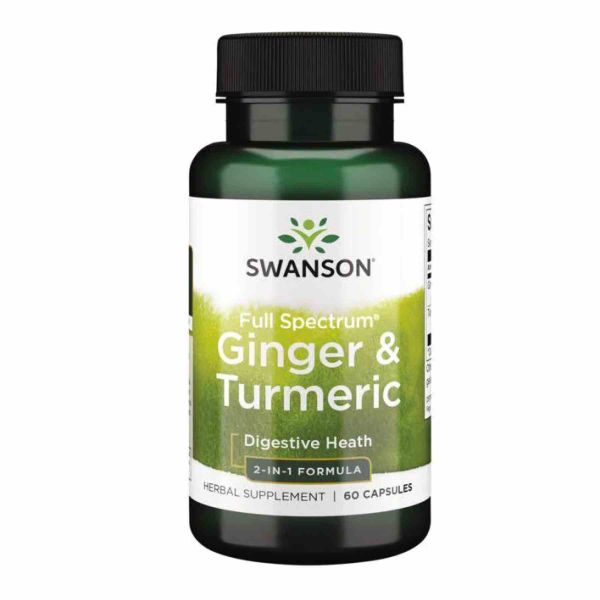 Swanson Ginger & Turmeric – Имбирь и куркума для поддержания желудка, иммунитета и антиоксидантной защиты - 60caps Swanson Ginger & Turmeric – Имбирь и куркума для поддержания желудка, иммунитета и антиоксидантной защиты - 60caps