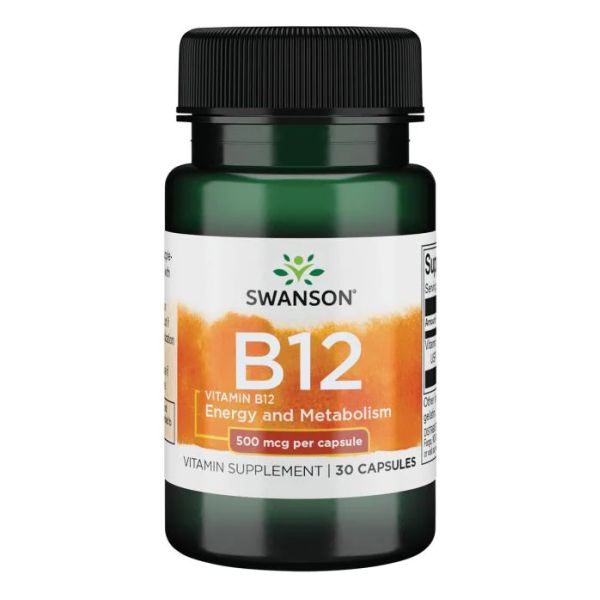 Swanson Vitamin B12 – Витамин B12 для энергии, сердца и нервной системы 500mcg - 30caps Swanson Vitamin B12 – Витамин B12 для энергии, сердца и нервной системы 500mcg - 30caps