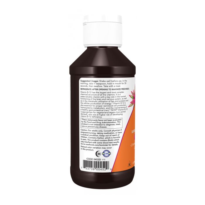 NOW® Рідкий Вітамін B12 – 5000 мкг + Комплекс Вітамінів B - 118 ml