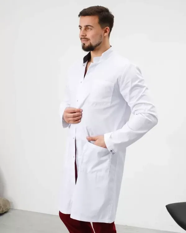 Халат медицинский мужской Амстердам цвет белый-серый
