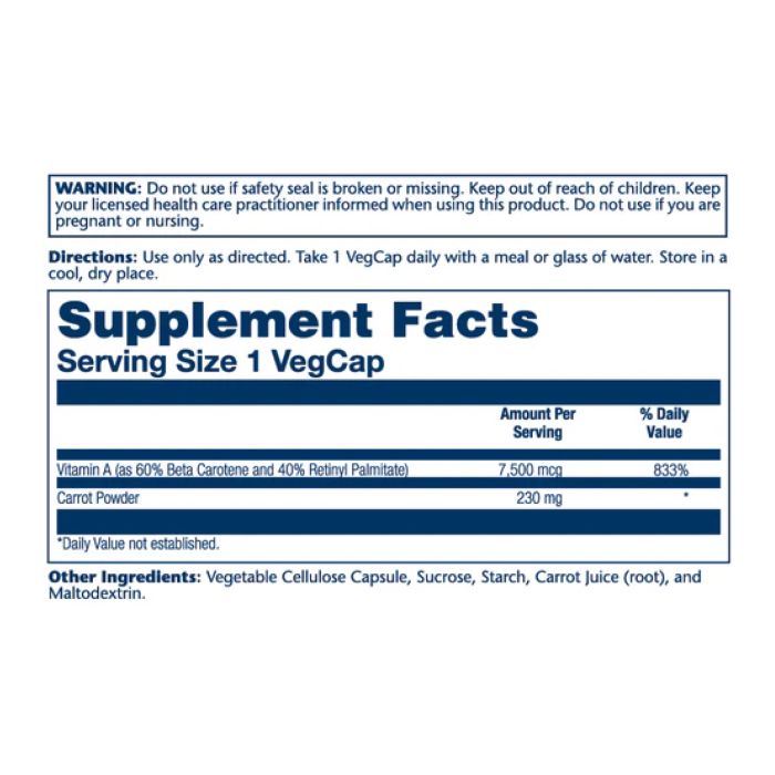 Vitamin A Dry Form 7600 mcg – 60 капсул для підтримки зору та імунітету