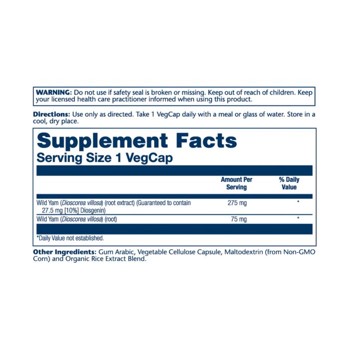 Wild Yam Root Extract 275 mg – 60 капсул | Підтримка гормонального балансу та при менопаузі