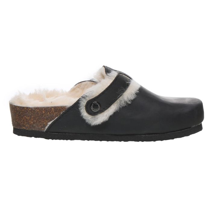 Жіночі шкіряні сабо "Rim" (чорний/хутро) Жіночі шкіряні сабо "Rim" (чорний/хутро)