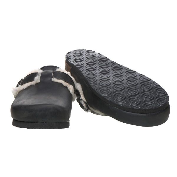 Жіночі шкіряні сабо "Rim" (чорний/хутро)