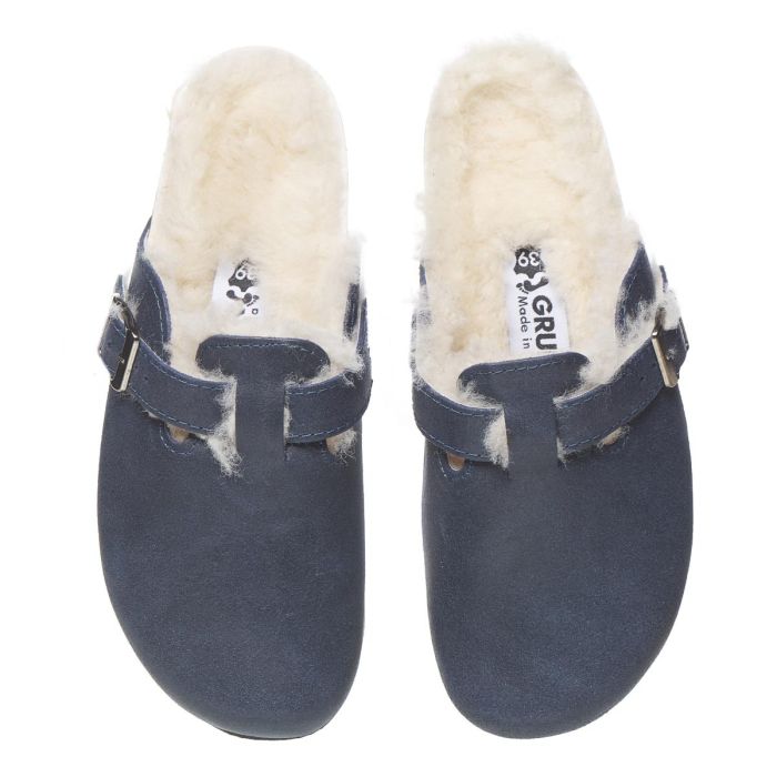 Жіночі шкіряні сабо "Rim" (синій/хутро) Жіночі шкіряні сабо "Rim" (синій/хутро)