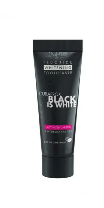 Зубна паста Curaprox Black is White mini міні-версія з активованим вугіллям (чорна упаковка), 10 мл., RDA - 50 Зубна паста Curaprox Black is White mini міні-версія з активованим вугіллям (чорна упаковка), 10 мл., RDA - 50